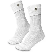 Steigenhöfer Manufaktur Trachtensocken für Herren und Damen – Socken mit Zopfmuster und Edelweißanstecker Oktoberfest Strümpfe aus Baumwolle für Männer & Frauen