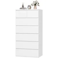 Homfa Kommode Sideboard Schubladenschrank Schubladenkommode, mit 7 Schubladen, holz, weiß, 60x40x119 cm