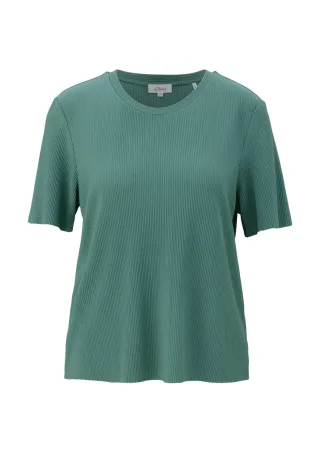 s.Oliver Red Label - T-Shirt mit Plisseefalten blau - Gr. - 42