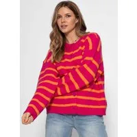 SASSYCLASSY Cardigan Cardigan mit Streifen für Damen Moderne Strickjacke mit Knopfleiste im auffälligem Design Orange Pink