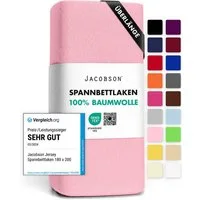 Jacobson Spannbettlaken BOXSPRING & ÜBERLÄNGE aus 100% Baumwolle, für hohe & lange Matratzen, Jersey Bettlaken 160 g/m²