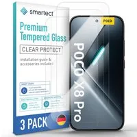 smartect Displayschutzglas 3X Schutzglas Panzerfolie Klar für Xiaomi Poco X8 Pro für Xiaomi Poco X8 Pro, Set, 3 Stück, 0.3 mm Ultra-klar, 9H Härte, Kratzfest, Stoßfest, Blasenfrei, Oleophob