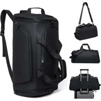 ibettertec Sporttasche Reisetasche mit Schuhfach und Nassfach, verstellbaren Schultergurten (40L Wasserdicht Fitnesstasche Trainingstasche, für Herren Damen, Schwarz), Travel Gym Tasche Duffle Bag Fitnesstasche