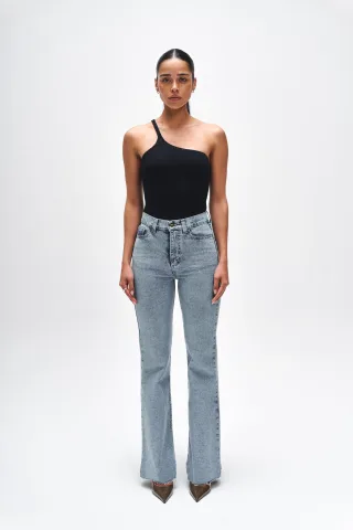 BENU Damen Blau Graue Straight Leg Jeans