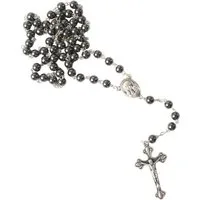 Kassis Geschenkartikel Kette ohne Anhänger Rosenkranz mit ovalen Hämatitperlen, handgemacht, hergestellt in Bethlehem, Gebetskette, Christlicher Schmuck