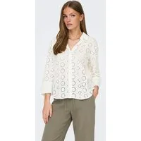 JDY Hemdbluse JDYTALLIE 3/4 LONG SHIRT WVN NOOS mit Lochstickerei-Detail