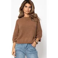 SASSYCLASSY Strickpullover Strickoberteil für Damen Weicher Pullover mit halblangen Ärmeln und Rundhalsausschnitt