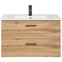 welltime Waschtisch Trento Badezimmerschrank mit Becken, Badmöbel in Breite 80 cm, Waschplatz mit 2 Schubladen, Badschrank