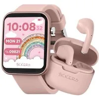 Tikkers Armband Tikkers Smart Series 13 Smartwatch & Ohrhörer Set (Schwarz/Rosa (Set)