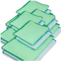 ELEXACLEAN Fenstertuch streifenfrei Scheibentuch Mikrofasertuch (Mikrofaser, Set, 16-tlg., 60x40cm & 40x30cm, grün/blau, streifenfrei ohne Chemie nur mit Wasser)