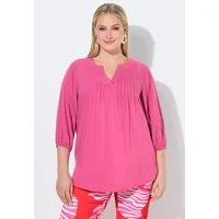 Ulla Popken Tunika Bluse Biesen Tunika-Ausschnitt 3/4-Ballonarm