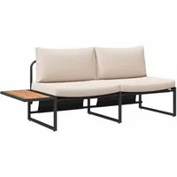 vidaXL Loungesofa Garten-Sofa 2-Sitzanzahl Taupe Stahl, 1 Teile