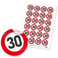 itenga Aufkleber itenga 24x Sticker "30" Verkehrsschild (Motiv 104)