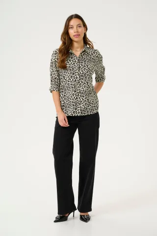 Kurzarm-Bluse Regular fit Multi Color Leo Print leopard