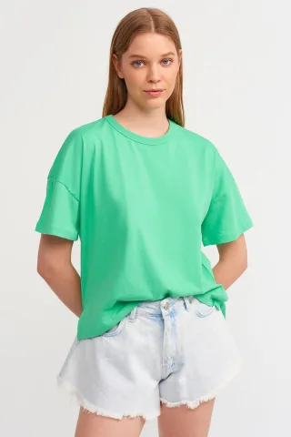 Übergroßes Baumwoll-Crewneck-T-Shirt