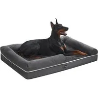 FEANDREA Hundebett Orthopädisches, Bezug abnehmbar und waschbar, rutschfeste, Hundekissen, Hundekorb, Hundesofa, erhöhte Ränder, 120 x 85 x 20 cm