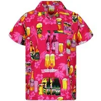 King Kameha Hawaiihemd "Beerbottle" Funky Hawaii-Hemd Herren Kurzarm Front-Tasche Stylish