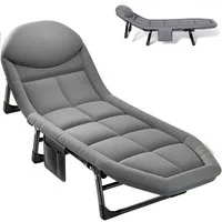 MECO Campingliege Liegestuhl Sonnenliege Relaxsessel Gartenliege (1-St) Campingbett Verstellbar & Stabil, bis 150 kg, 190x66x35cm