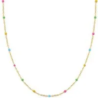 Hey Happiness Charm-Kette Farbharmonie, wasserfeste Halskette, Farbfrohe Edelstahl Kette Damen mit bunten Perlen