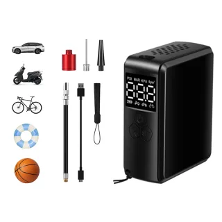 150PSI Portable Bike Inflation Air Pump 70W Power Output 2400mAh Power Bank Digital Display USB Rechargeable Smart Mini
