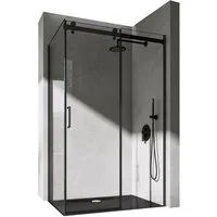 doporro Eckdusche Duschkabine Duschabtrennung schwarz ESG-Glas Nano-Beschichtung Rav19K, BxT: 100x75 cm, Einscheibensicherheitsglas, mit Schiebetür