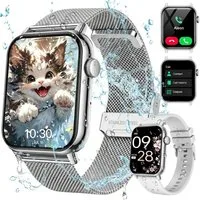 Forrlite 2026 Neues Smartwatch Damen Herren mit Telefonfunktion, Smartwatch 1.85'' HD Fitnessuhr,Silikonarmband + Metallarmband Kombinationsset,Smart Watch for Women mit 200+ Sportmodi,Fitness Tracker mit Herzfrequenz,SpO2,Schrittzähler & Schlafmonit