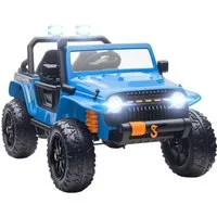AIYAPLAY Elektro-Kinderauto 12V Kinder Elektroauto mit Fernbedienung, 2 Motor, Hupe, LED, Musik, Belastbarkeit 100 kg, (1-tlg), mit Eltern-Kind-Sitz, 4 gefederten Rädern, für 3-8 Jahre, Blau