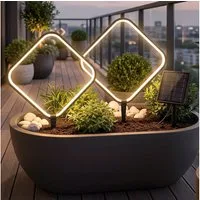 Arnusa LED Solarleuchte Solar Gartenstecker modern Aluminium Wegeleuchte Erdspieß warmweiß, LED fest integriert, warmweiß, Gartenbeleuchtung für Beete, Balkon und Blumenkübel