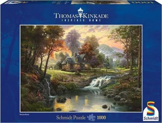 Schmidt Puzzle 58445 - Thomas Kinkade: Holzhaus am Bach [1.000 Teile]