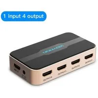VENTION HDMI-Splitter 1 In 4 Out HDMI Splitter 4K 30Hz Gold Aluminium Legierung