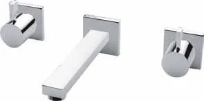 KAJA-B-Quadrat 3 Loch-Wand-Waschtischbatterie Ausladung 165 mm, chrom 20620-C