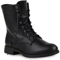 VAN HILL 812022 Schnürstiefelette Damen Schnürstiefeletten Profil Sohle Stiefeletten Leder-Optik