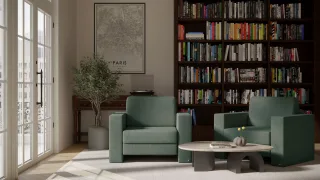 BRUNO Schlafsessel 70cm in Forest Green | praktische Größe | stabiles Massivholz & Boxspringkomfort