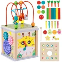 BlingBin Motorikwürfel Lernspielzeug Holz Cube 10 in 1, Aktivitätswürfel Spielzeug ab 1 Jahr, (1er Set, 1-tlg), Frühes Lernspielzeug Babys Montessori-Spielzeug für Kleinkinder Baby