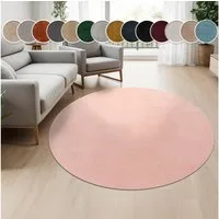 Paco Home Teppich Cadiz 630, rund, Höhe: 14 mm, Kurzflor, Uni-Farben, besonders weich, waschbar, Wohnzimmer