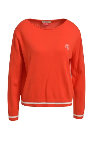 Smith&Soul - College Boat neck Pullover mandarin red - Gr. - M