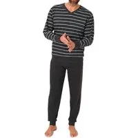 Normann Pyjama Normann Herren langarm Pyjama mit Bündchen in edler Streifenoptik