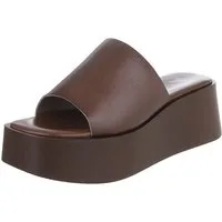 Ital-Design Plateauschuh mit offener Zehenpartie für Damen Plateausandaletten (91409160) Keilabsatz/Wedge Keilsandaletten in Dunkelbraun