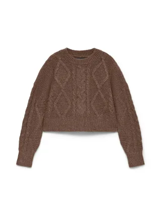 VERO MODA - VMCHER LS O-NECK PULLOVER Braun - Gr. - L