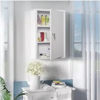 Kleankin Medizinschrank Erste-Hilfe-Schrank mit Schloss 3 Fächer (Medikamenteschrank, 1-St., Arzneischrank) Stahl Weiß 40 x 18 x 60 cm