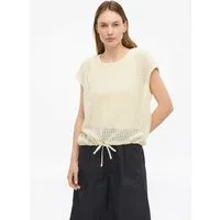 s.Oliver Kurzarmshirt T-Shirt T-Shirt aus Häkelspitze mit verstellbarem Saum