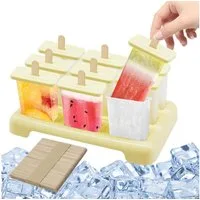 Coonoor Eisform 9 Eisförmchen wiederverwendbar Formen Eiscreme DIY Ideen Eis am Stiel, für Kinder und Erwachsene Stieleisformen