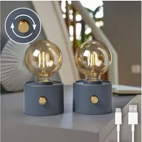 Northpoint LED Nachttischlampe Vintage Akku LED Tischlampe mit USB-C dimmbar