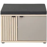 Innostyle Schuhbank PISA, Basaltfarben, Riva Eiche Dekor, 2 Türen, mit Sitzkissen, B 70 x H 50 x T 38 cm