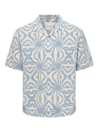 ONLY&SONS - ONSCRUZ RLX SEERSUCKER RESO. SS SHIRT VD Dusty Blue - Gr. - XXL