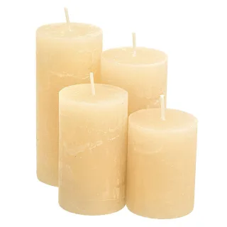 Rustikale Kerzen, creme, abgestuft, 4 Stück