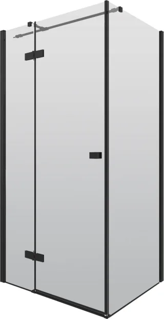 Neuesbad Drehtür mit Seitenwand 900x1000mm, schwarz matt NB1DEKQA047P1