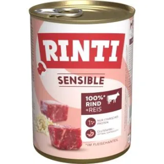 RINTI Sensible Nassfutter Hund, Adult, Dose Rind und Reis 12x400 g