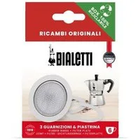 BIALETTI Dichtungsring 3 Dichtungsringe aus Kautschuk und 1 Filtersieb, geeignet für Moka Express, Rainbow, Fiammetta 6 Tassen