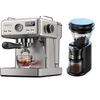 [EU Direct] HiBREW H10A 20-Bar Espresso Machine & G3 Conical Burr Grinder Combo With Programmable Controls Steam Wand Pr